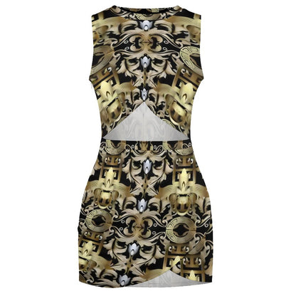 Cutout Bodycon Slim Fit Dress BEQ (All-Over Printing)