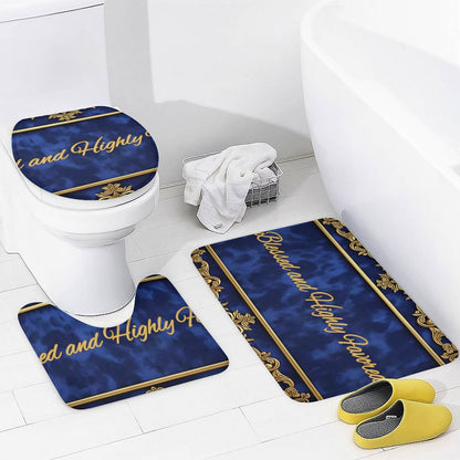 Shower Curtain Set with 3 Rugs