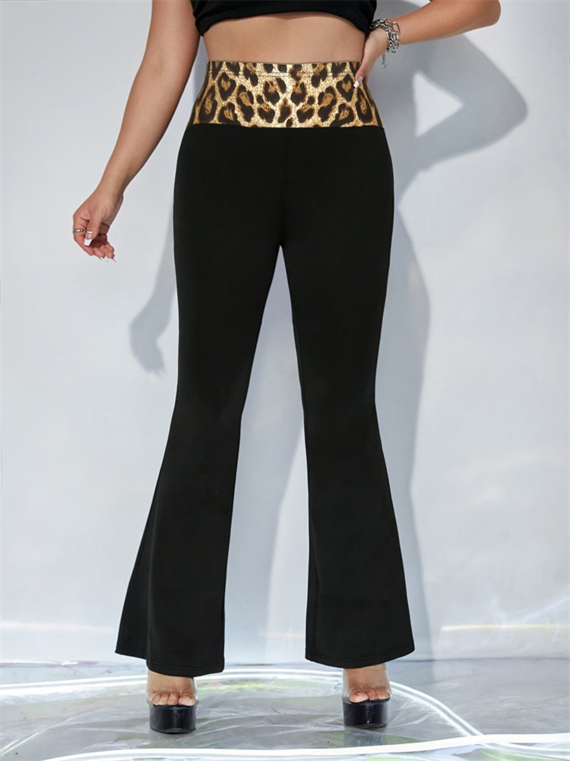 Leopard High Waist Flare Pants-SMALL-XL