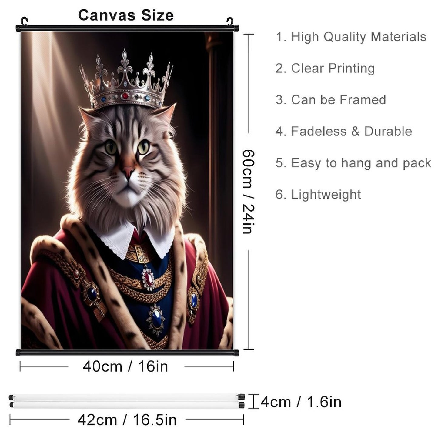 Canvas Hanging Poster with Scrolls-16"x24"/ 40x60cm-CAT KING