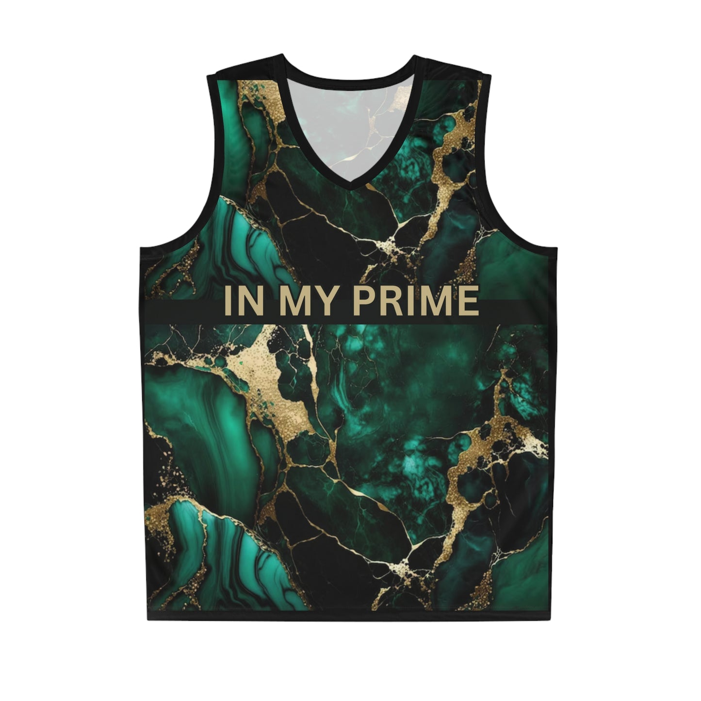 IN MY PRIME GREEN & GOLD MARBLE Basketball Jersey