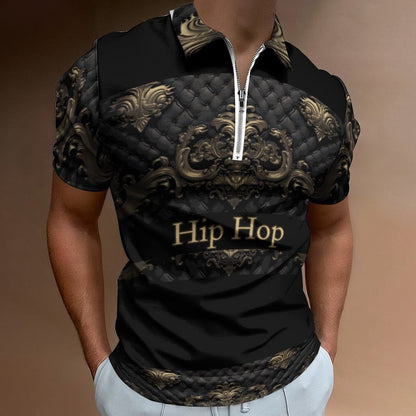 Men's Short Sleeve POLO Shirt with Zipper B470 (All-Over Printing)