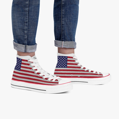 USA FLAG High-Top White Sneakers