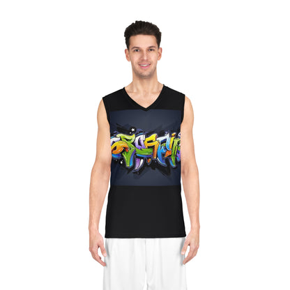 COLORFUL GRAFFITI UNISEX Basketball Jersey-Match to Long Loose Shorts (XS-2XL)