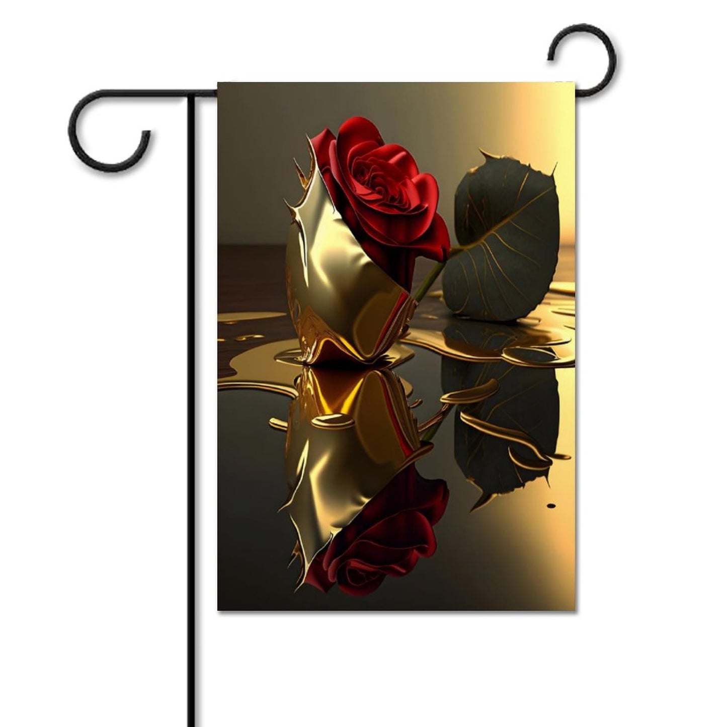 ROSE IN GOLD Garden Flag (2 Pics on 2 Sides)-12"x18"