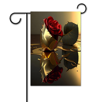ROSE IN GOLD Garden Flag (2 Pics on 2 Sides)-12"x18"