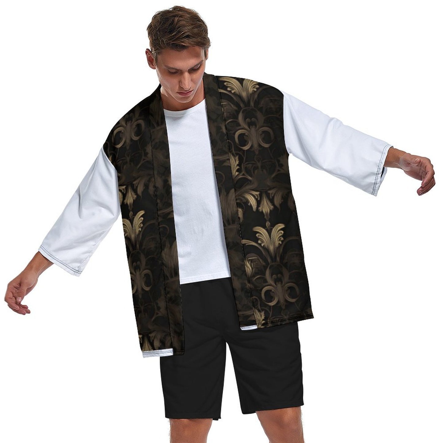 Drop Shoulder Male Kimono Cardigan ZS904 (All-Over Printing)