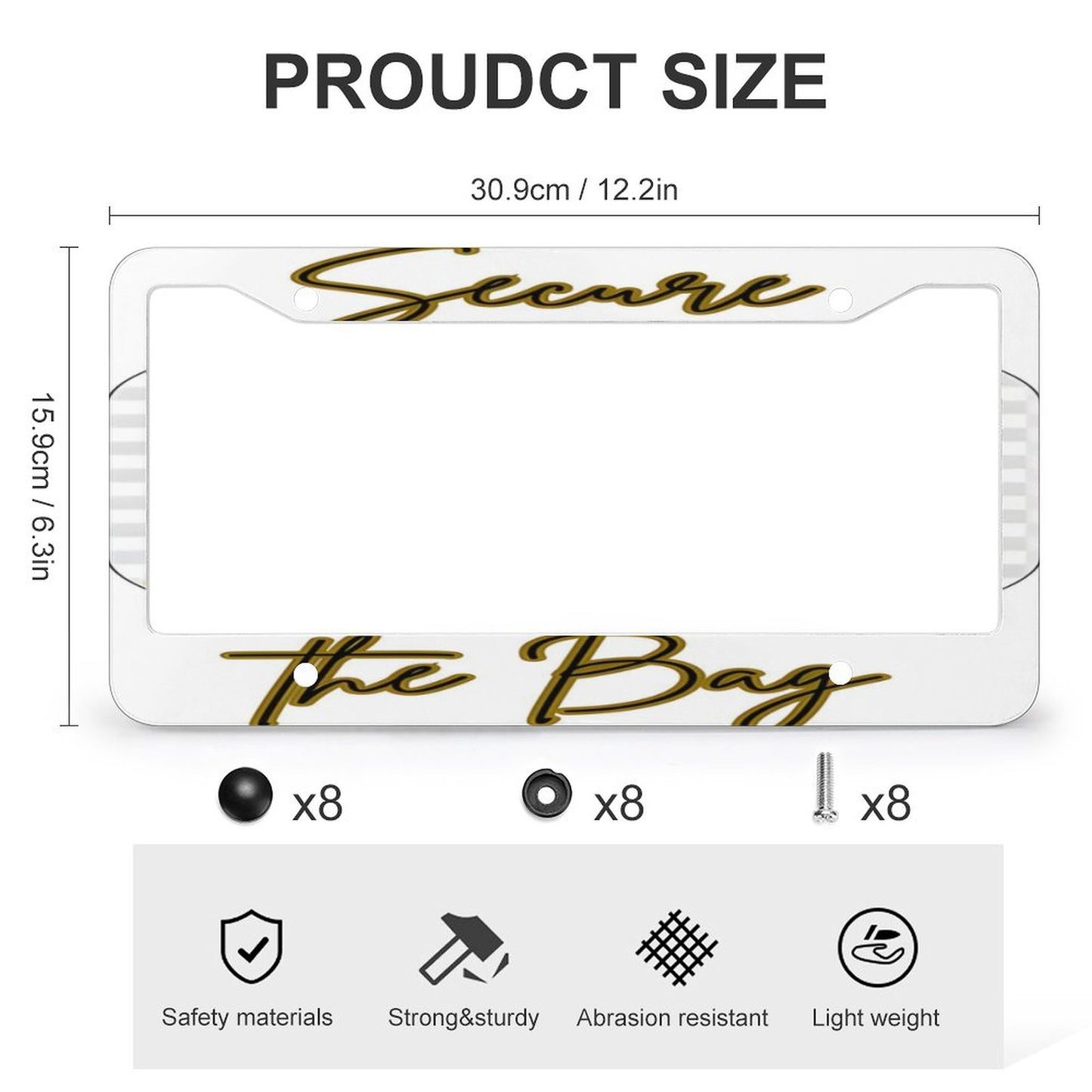 License Plate Frames with 4 Round Holes (1 Pair)