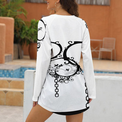 Custom Women's Long Sleeve U-Neck T-Shirts (All-Over Printing)