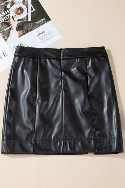 PU Leather Mini Skirt-SMALL-XL