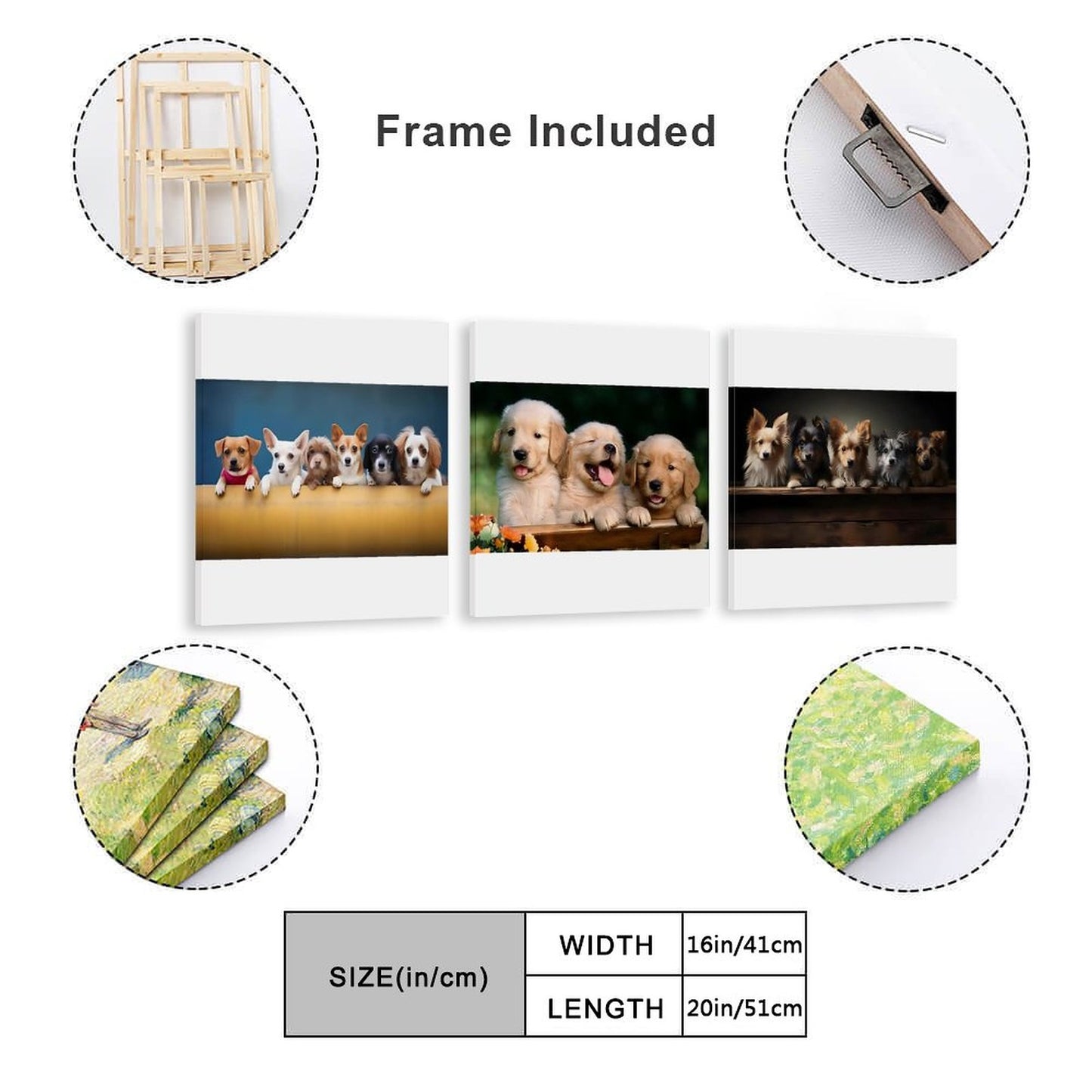 Vertical Multicolor Framed Wall Art-4:5 Aspect Ratio-PUPPIES