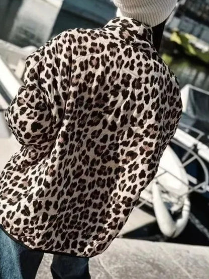 Leopard Open Front Long Sleeve Coat (leopard/black)-S/M/L