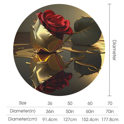 ROSE IN GOLD Round Tablecloth on Round Table