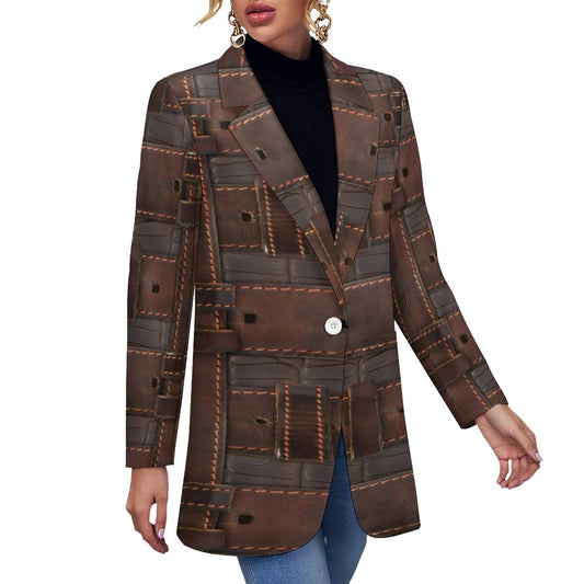 RUGGED LEATHER BUCKLE Print Women's Casual Blazer*2XS-2XL