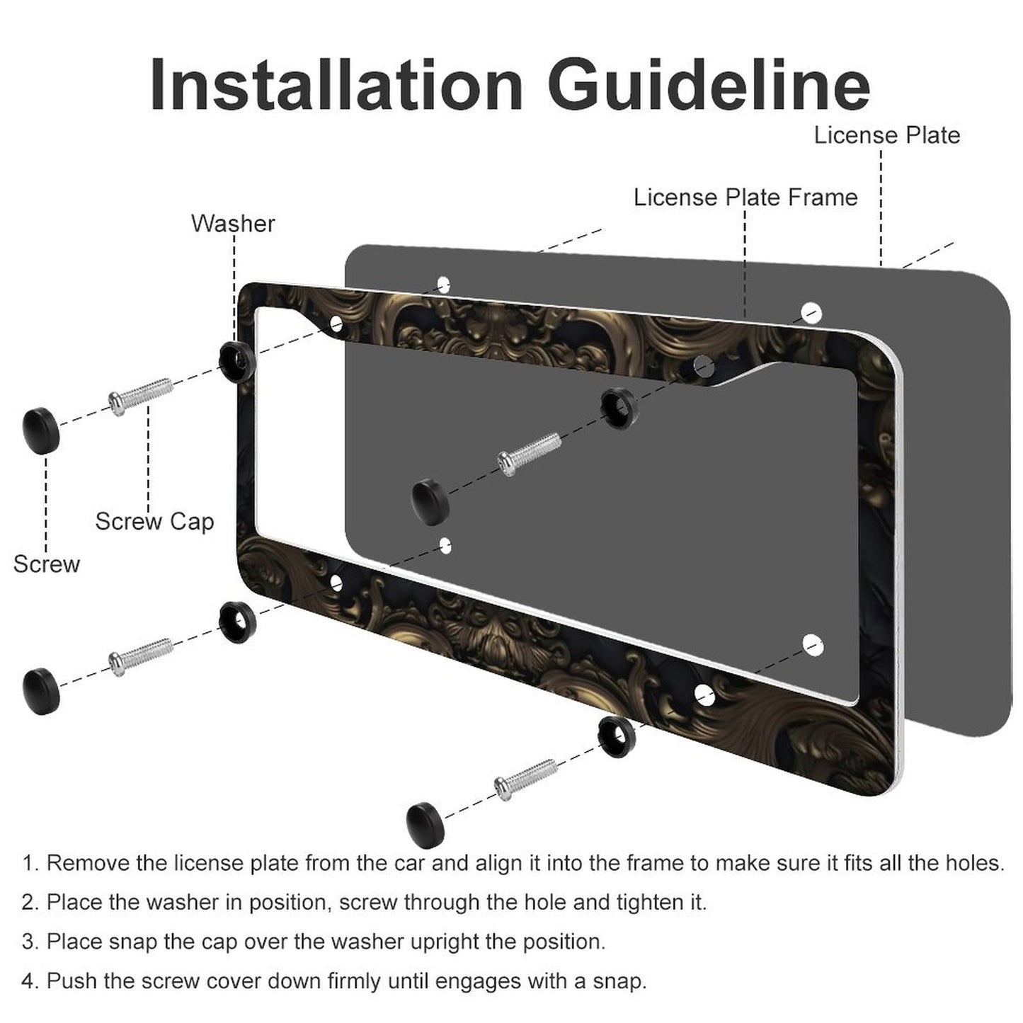 License Plate Frames with 4 Round Holes (1 Pair)