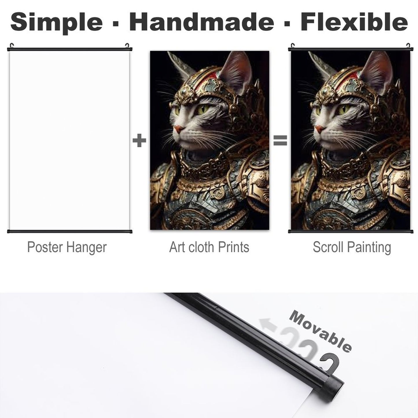 Canvas Hanging Poster with Scrolls-16"x24"/ 40x60cm-CAT WARRIOR