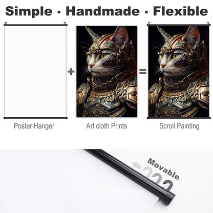 Canvas Hanging Poster with Scrolls-16"x24"/ 40x60cm-CAT WARRIOR