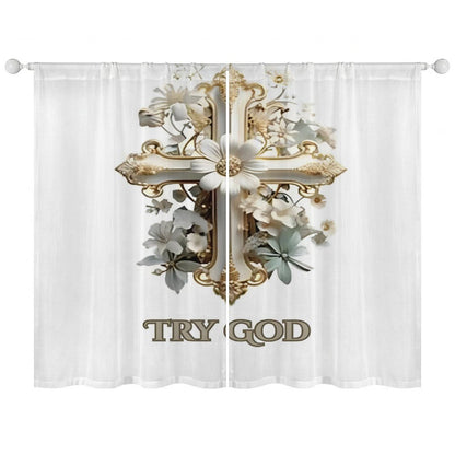 Sheer Curtain(All-Over Printing)-TRY GOD