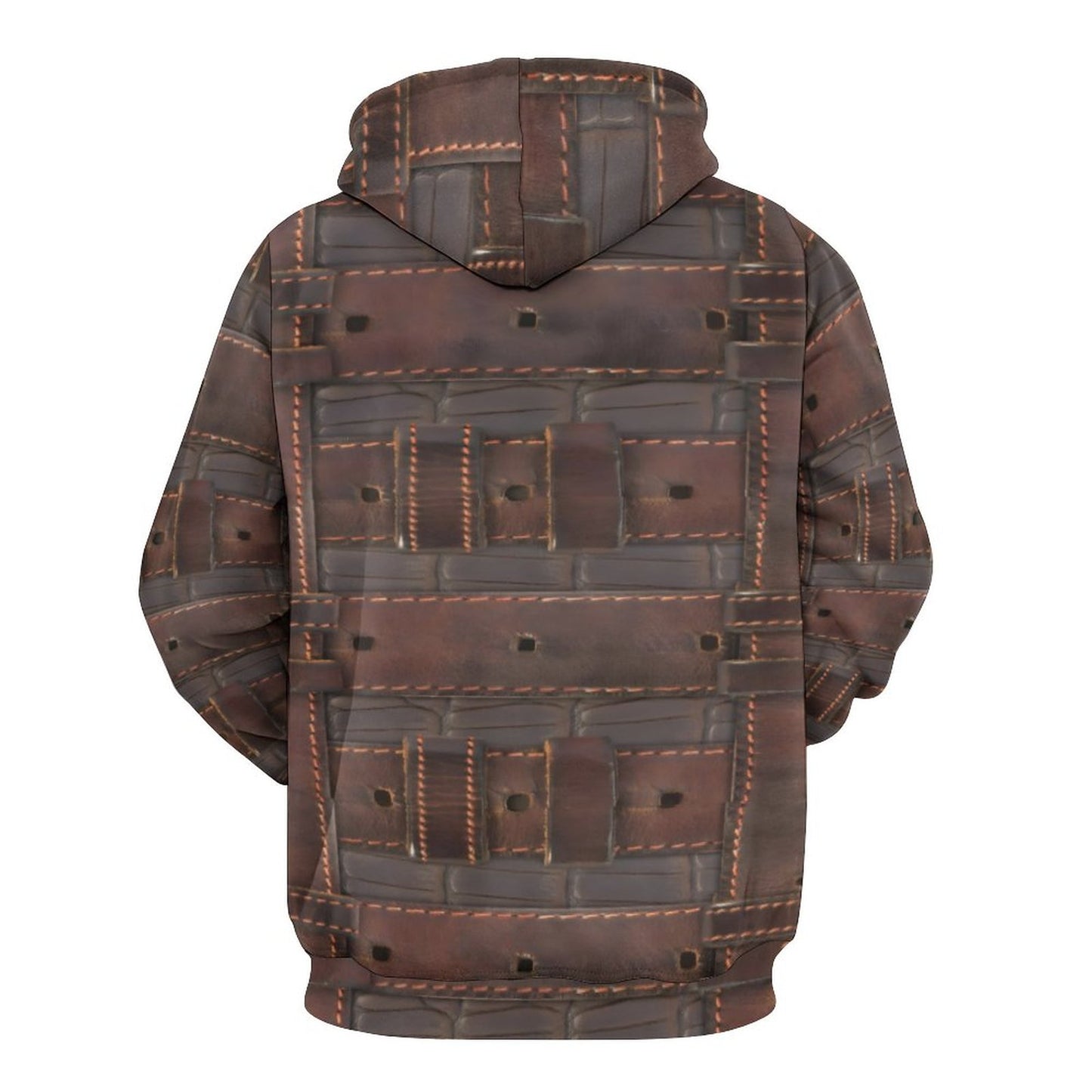 RUGGED LEATHER BUCKLE Print Men's Hoodie with Double-layer Cap-SMALL-6XL
