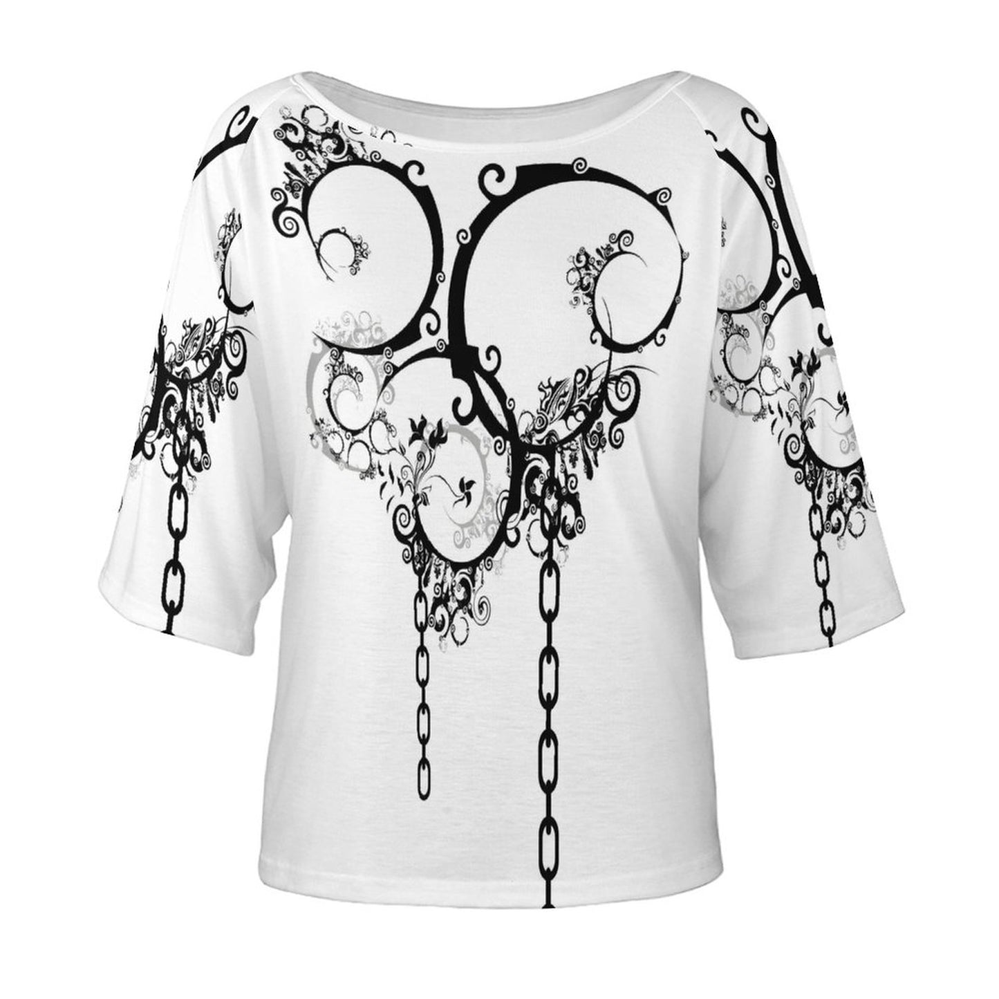 180gsm Women’s Off the Shoulder Half-Sleeve T-shirt BAT (All-Over Printing)