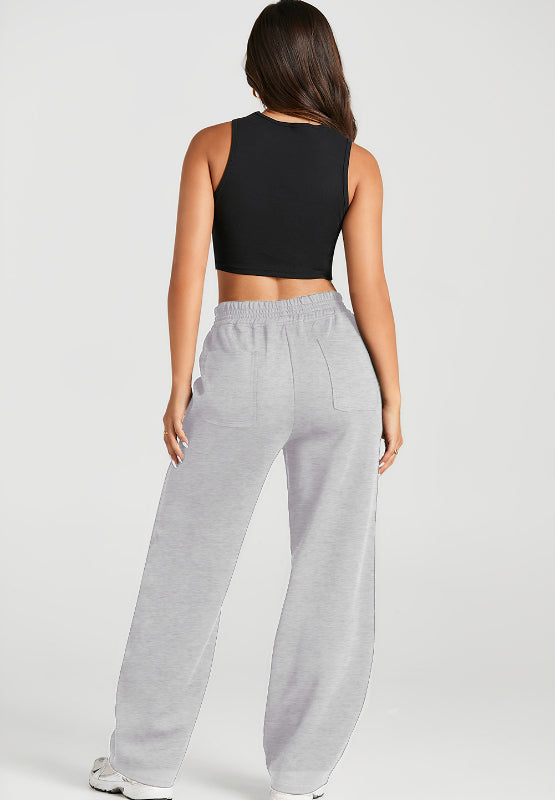 Elastic Waist Sweatpants with Pockets (black/tan/grey)-SMALL-2XL