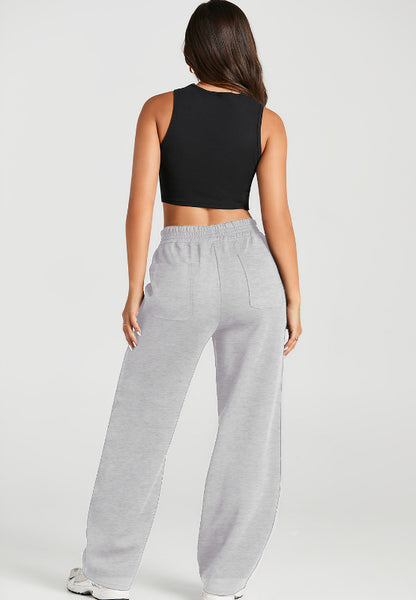 Elastic Waist Sweatpants with Pockets (black/tan/grey)-SMALL-2XL