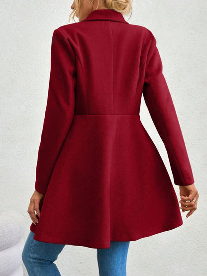 Collared Neck Button Up Long Sleeve Coat (red/black/tan/tan/mustard)-SMALL-XL