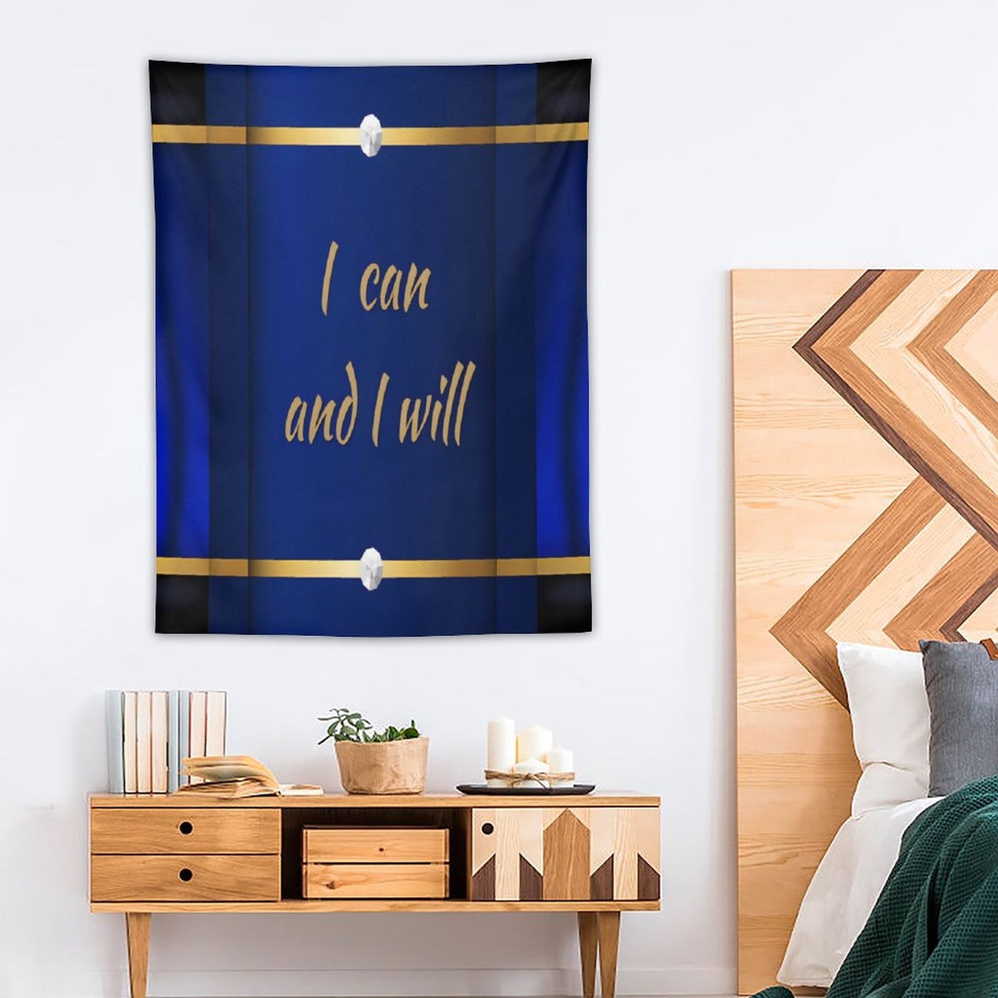 Wall Art with Vertical Tapestry