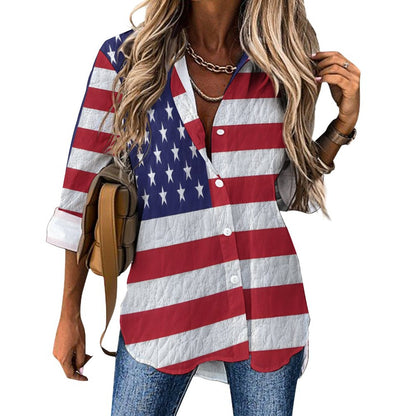 AMERICA Women's Irregular Hem Shirt-*SMALL-8XL
