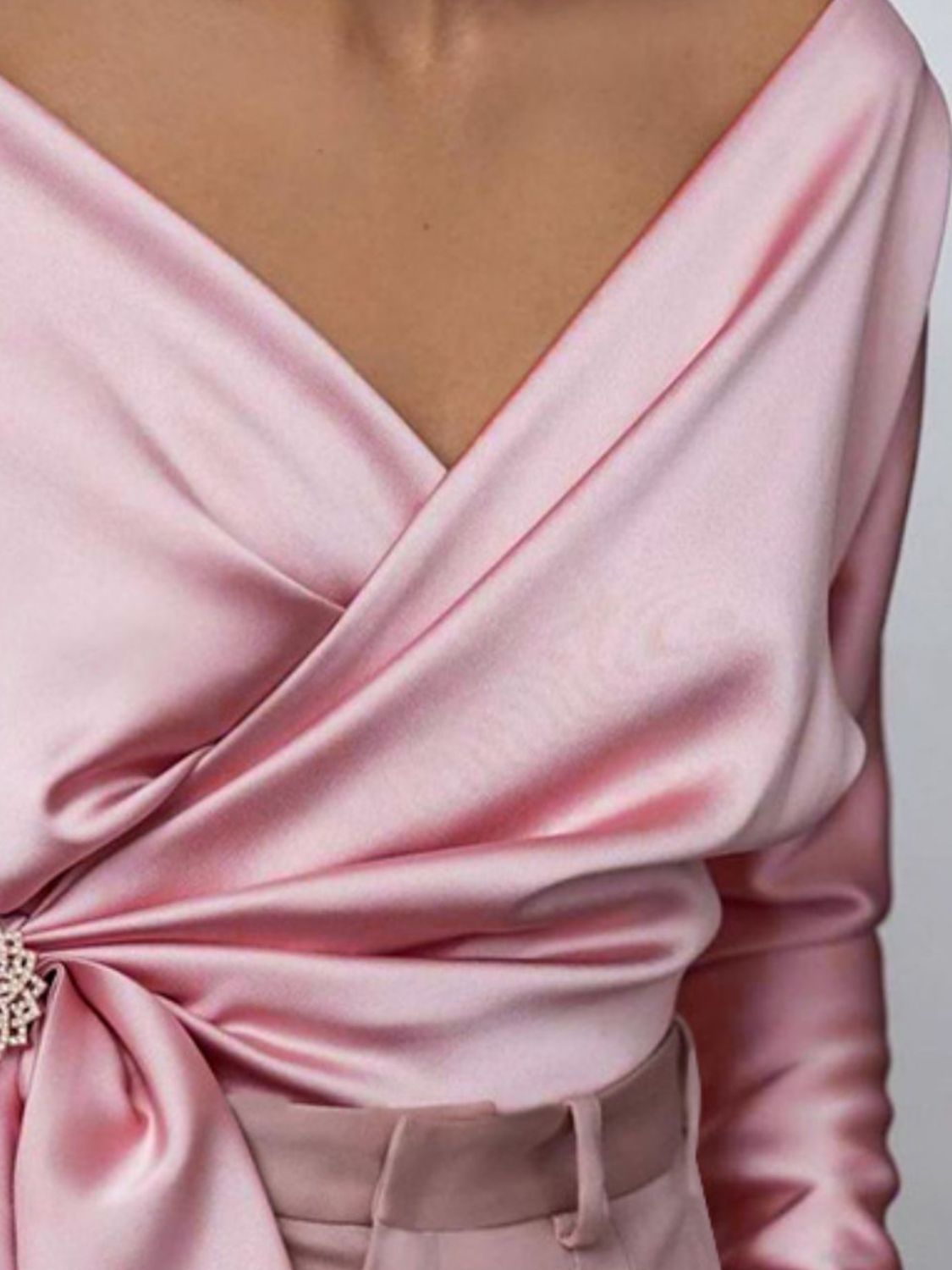 Satin Long Sleeve Blouse (blush pink/light blue/cream)-SMALL-XL