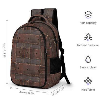 RUGGED LEATHER BUCKLE Print Backpack