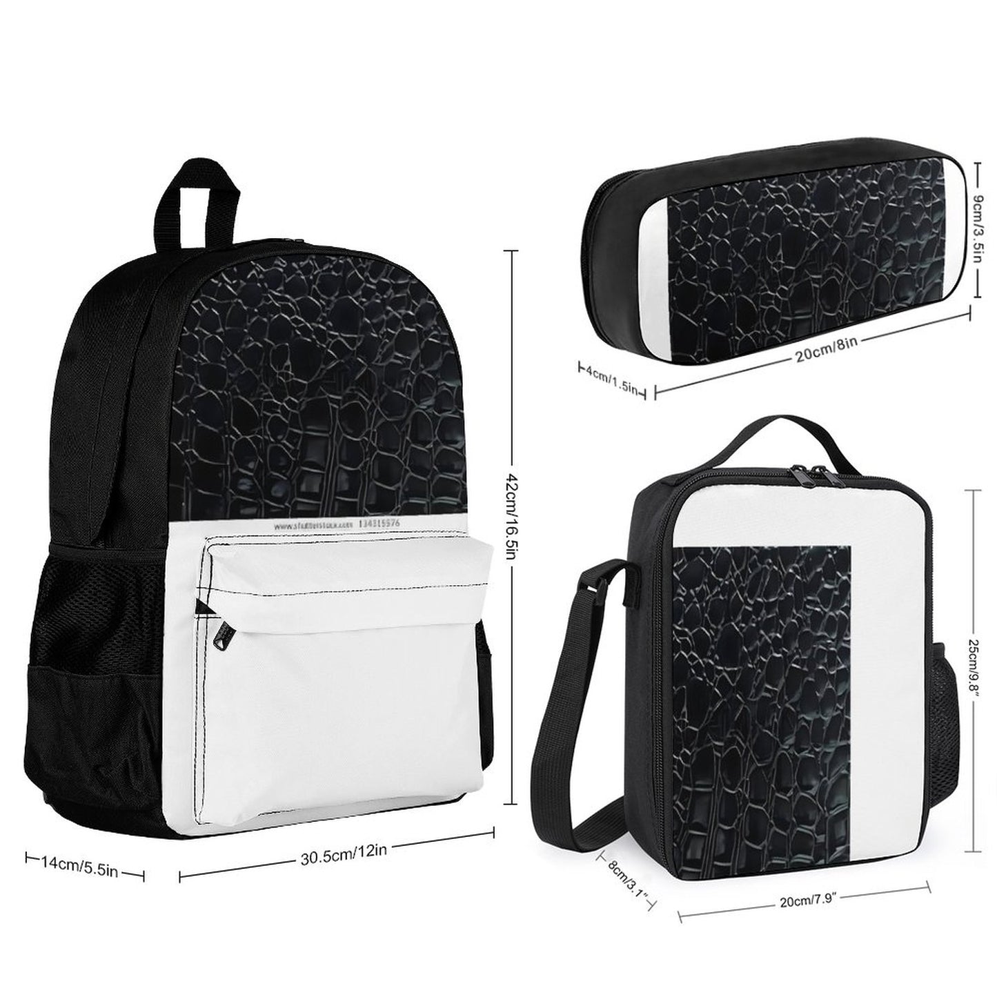 Set of 3 Bags (Shoulder Bag Lunch Bag & Pencil Pouch)