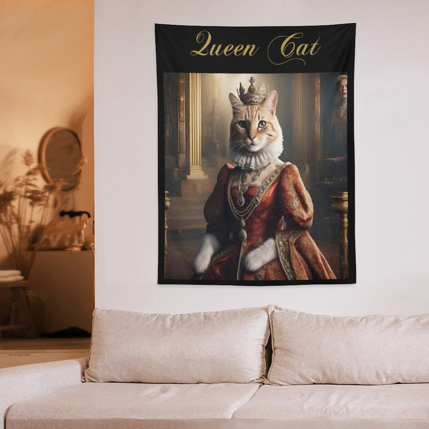 Wall Art with Vertical Tapestry