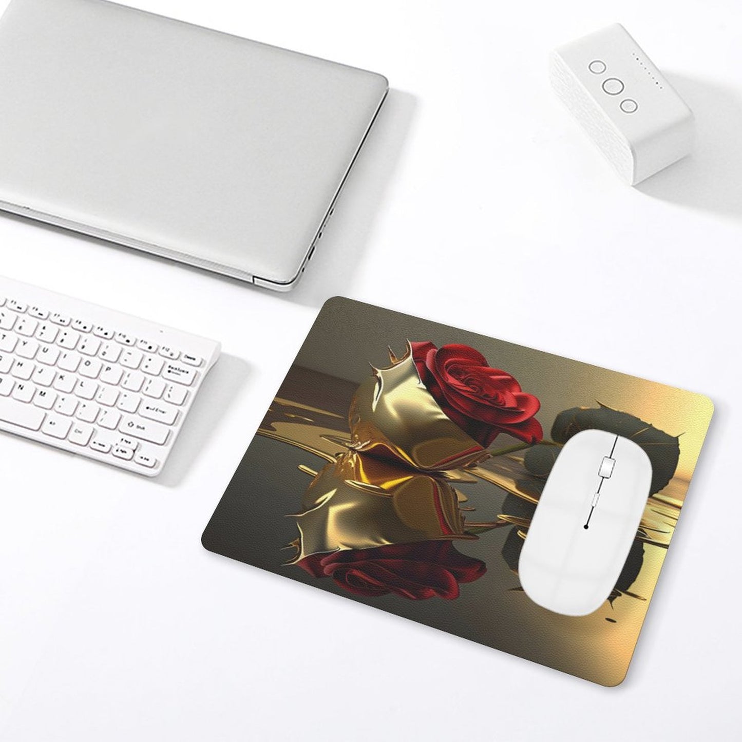ROSE IN GOLD PU Leather Mouse Pad