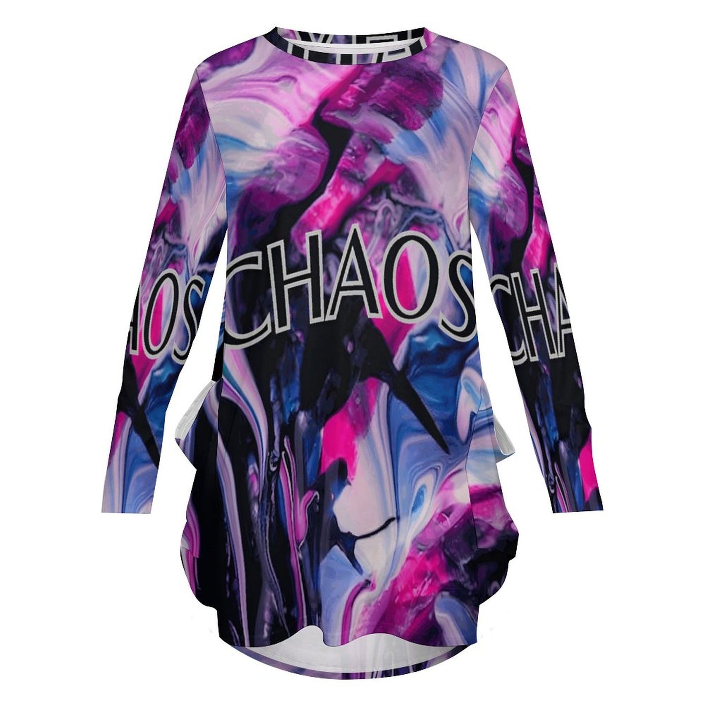 CHAOS Loose Long-sleeve Dress with Pockets-SMALL-5XL