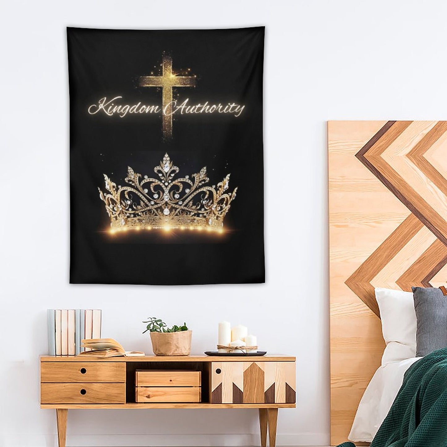 Wall Art with Vertical Tapestry