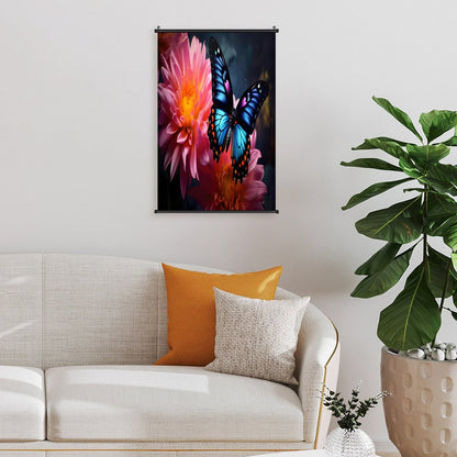 BLUE BUTTERFLY Canvas Hanging Poster with Scrolls-16"x24"/ 40x60cm