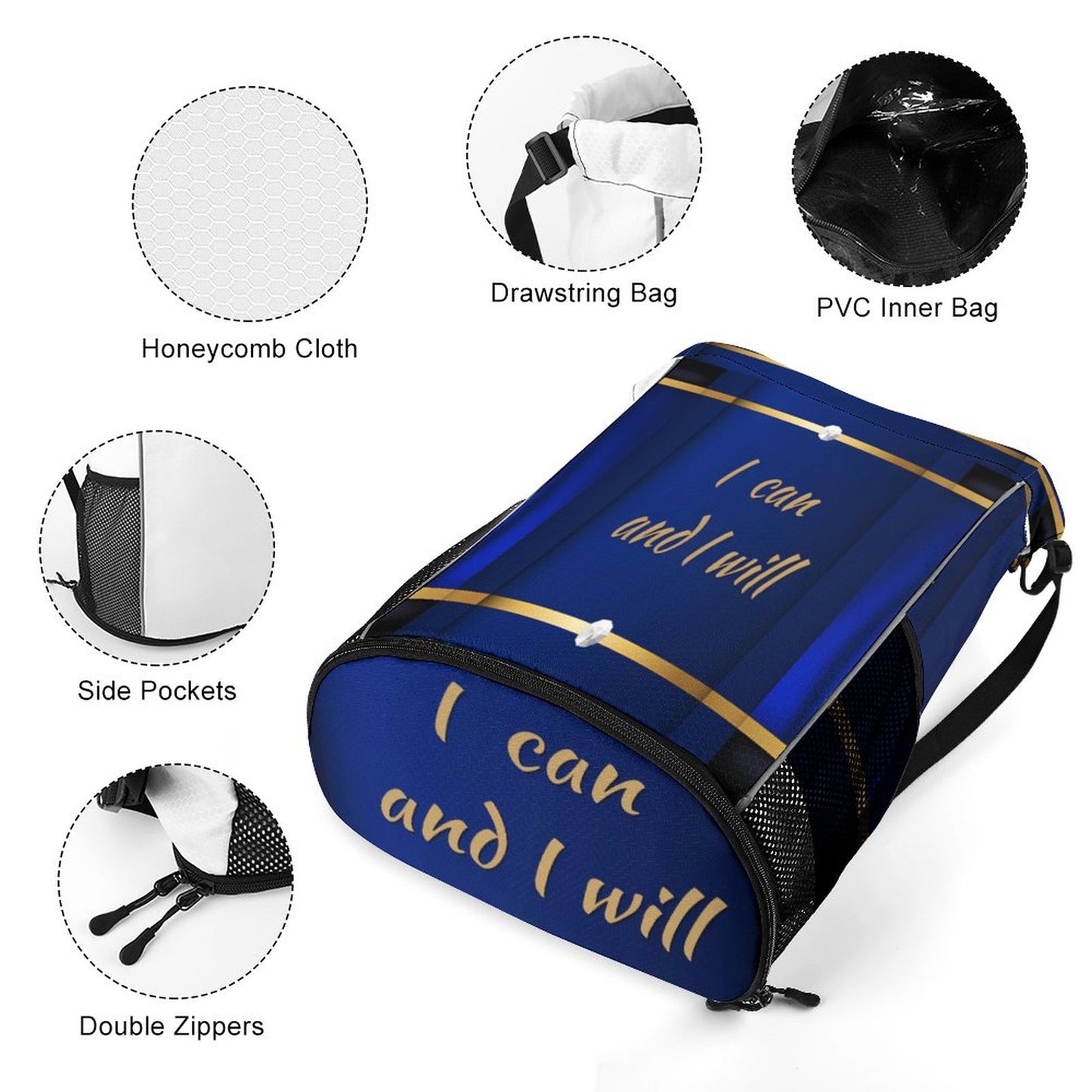 Waffle Cloth Sprots Drawstring Bag (Multi-Sites)