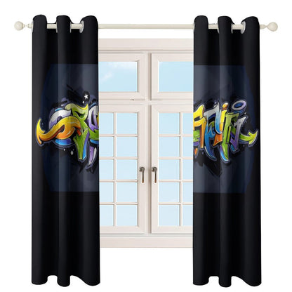 COLORFUL GRAFFITI Grommet Curtains-52"x72"/ 132x183cm