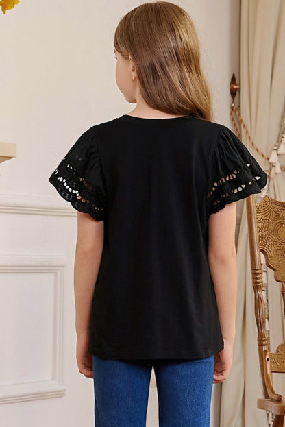 Round Neck Flutter Sleeve T-Shirt (white/black/blue/lt. green)-SMALL-3XL