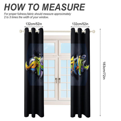 COLORFUL GRAFFITI Grommet Curtains-52"x72"/ 132x183cm