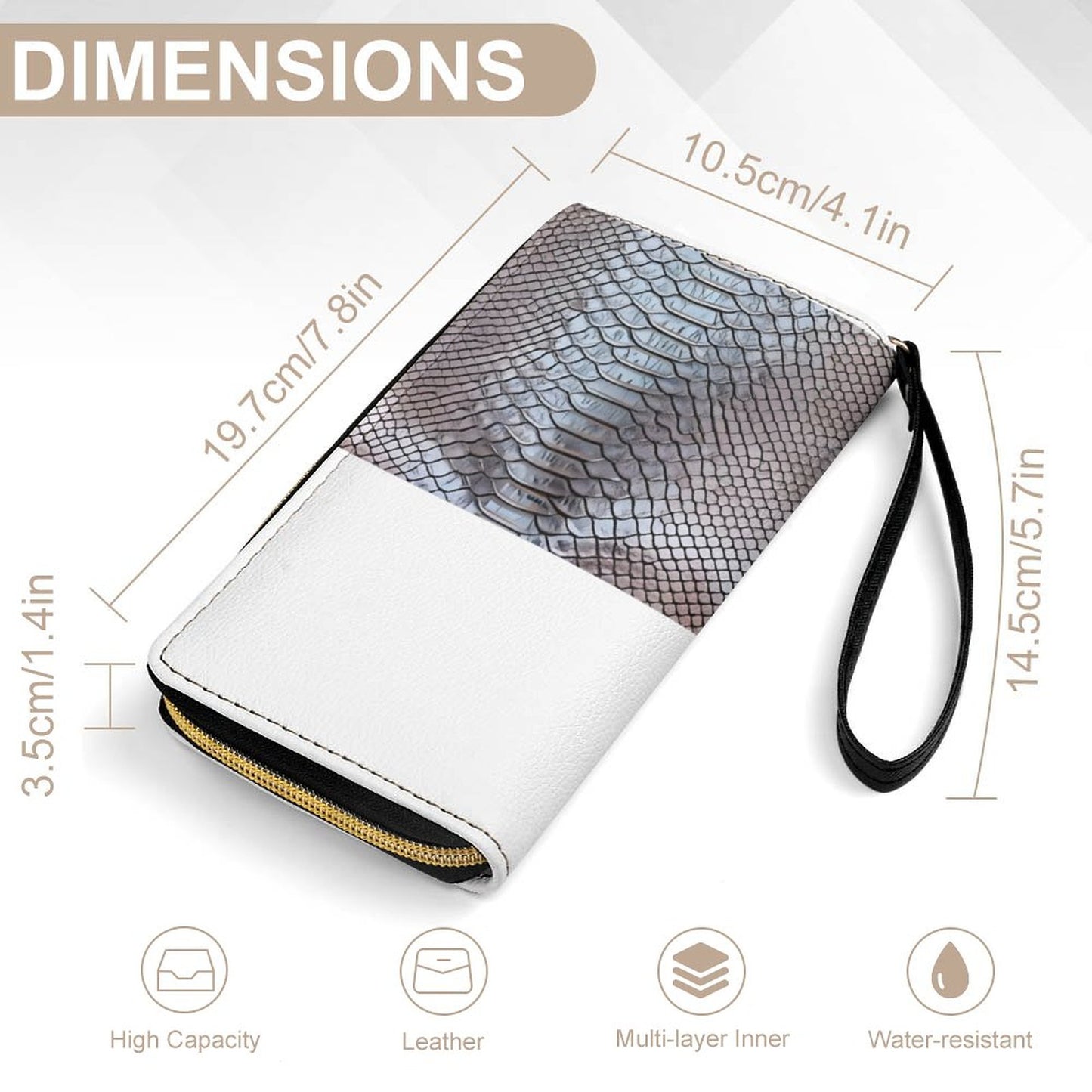 Leather Wallet with Wristlet Strap (2 Pictures on 2 Sides)