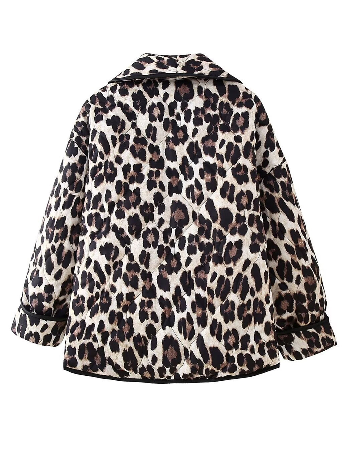 Leopard Open Front Long Sleeve Coat (leopard/black)-S/M/L
