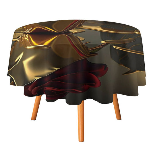 ROSE IN GOLD Round Tablecloth on Round Table