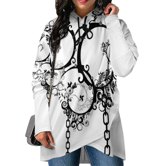 230gsm Poncho-style Long Sleeve Women Hoodie with Irregular Hem DS001 (All-Over Printing)