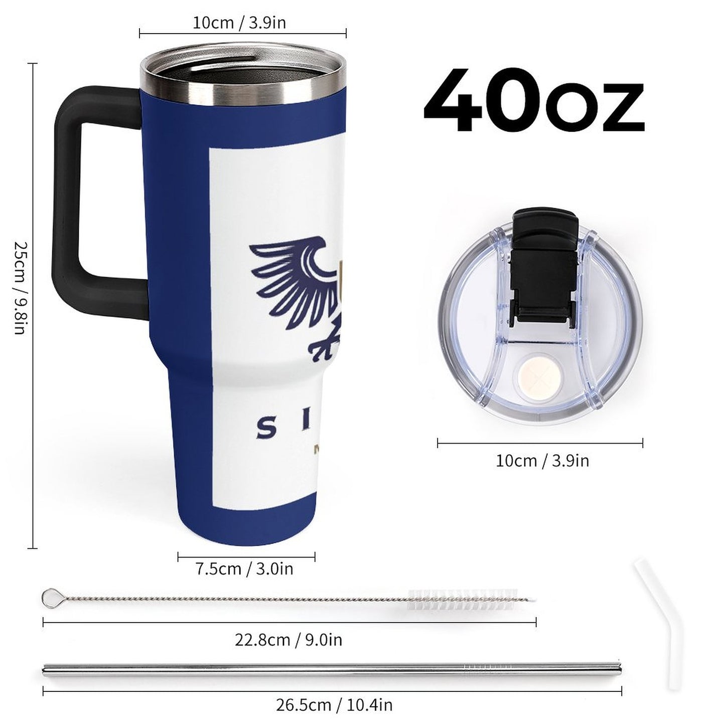 40oz Insulated Tumbler with Handle and Straw