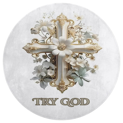 OVERSIZED Round Coral VELVET Warm Floor Mat-TRY GOD