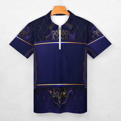Men's Short Sleeve POLO Shirt with Zipper B470 (All-Over Printing)