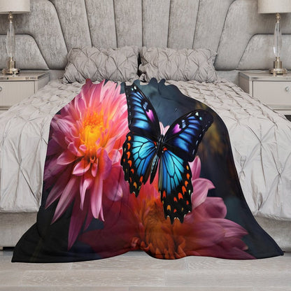 BLUE BUTTERFLY 280gsm Flannel Blanket-70"x80" (Dual-sided Printing)