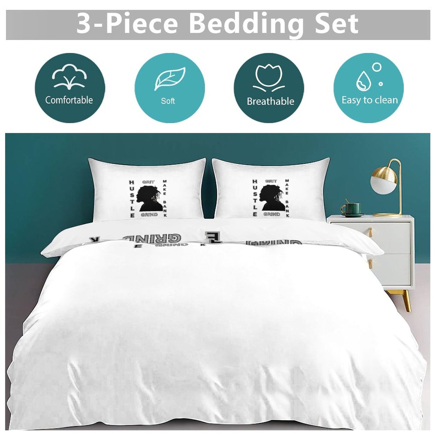 3-Piece Bedding Set-102"x90"/ 259x229cm (Dual-sided Printing)